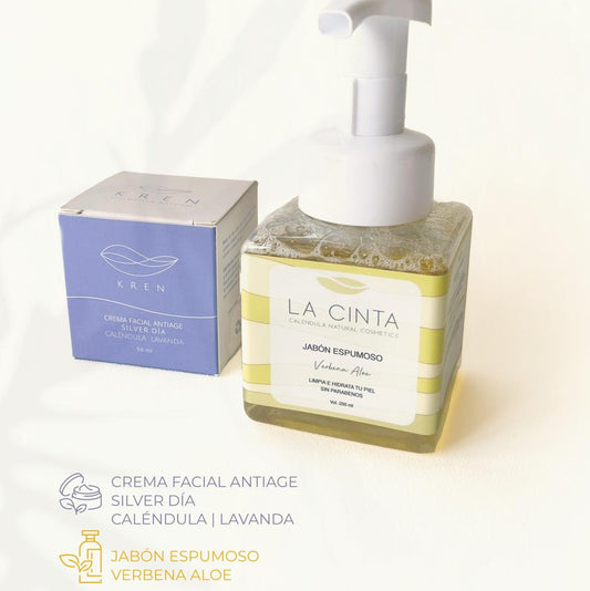 Set de regalo colaborativo: Crema facial silver día Kren + Jabón espumoso Verberna La Cinta